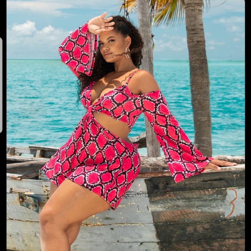 In search of... Pink Snake Cut Out Romper Playsuit